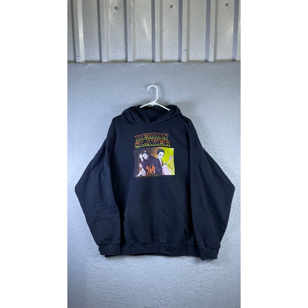 Demon Slayer Hoodie Mens XXL Black Excellent Nezuko Graphic Anime Sweatshirt